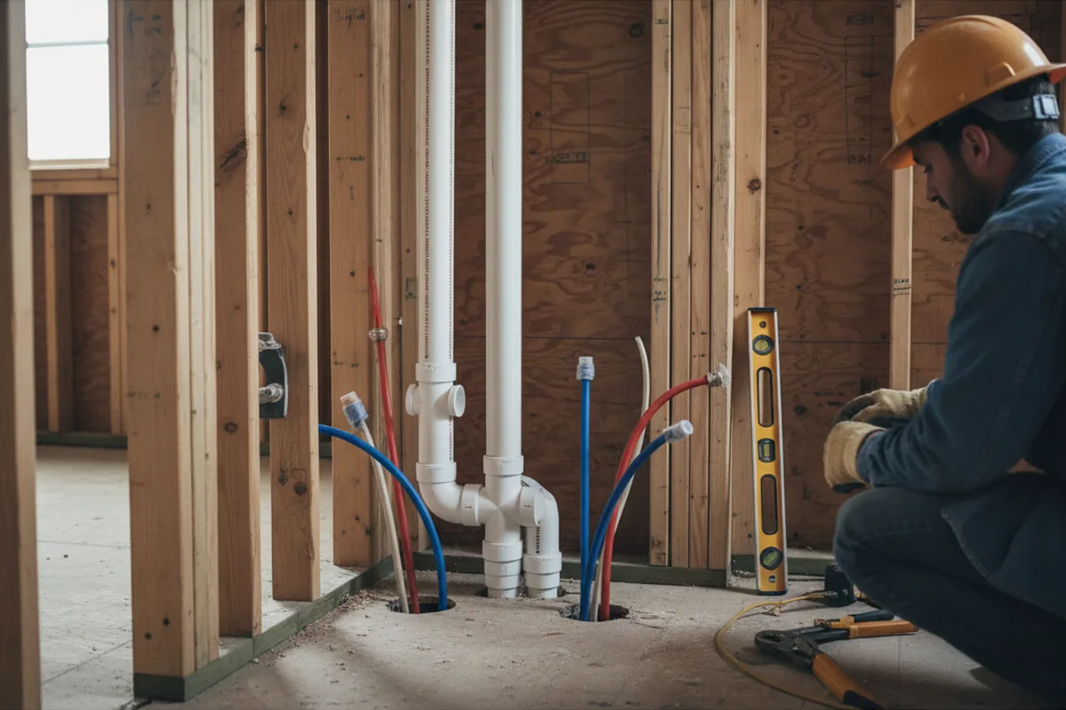 Drain and supply rough-in during Drain Cleaning in Windsor Locks