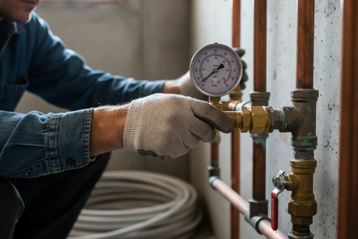 Pressure testing a repaired line during Water Line Repair in Windsor Locks